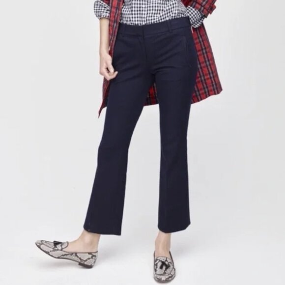 J. Crew Navy Blue Teddie Kick Crop Dress Pants 2 - Picture 1 of 5